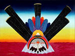 Comanche Artist, Tennyson Eckiwaudah "Morning Vision" peyote painting