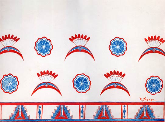 Kiowa artist, Stephen Mopope "Peyote Design" painting
