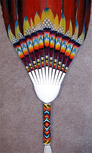 Scarlet Macaw Feathers Fan Detail